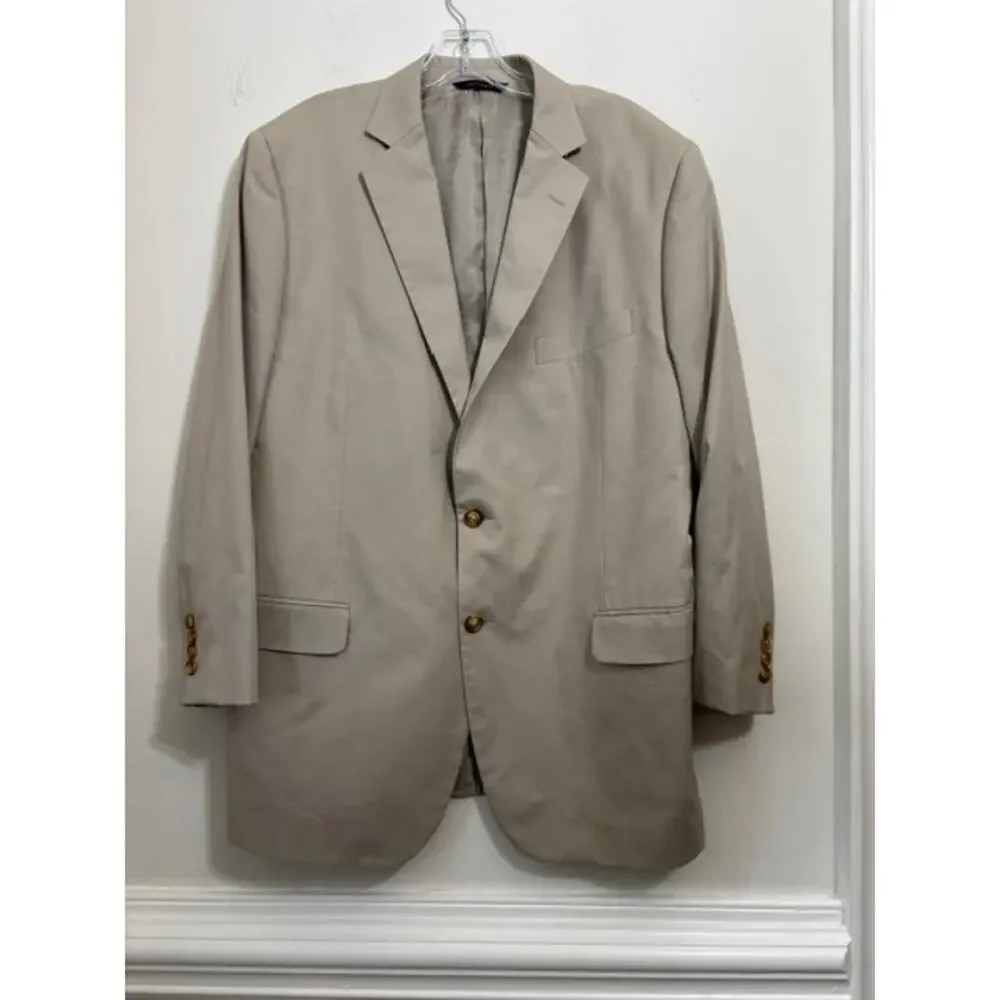 Brooks Brothers Brookscool Poplin Blazer Sport Coat Cotton Coolmax Tan 44R
